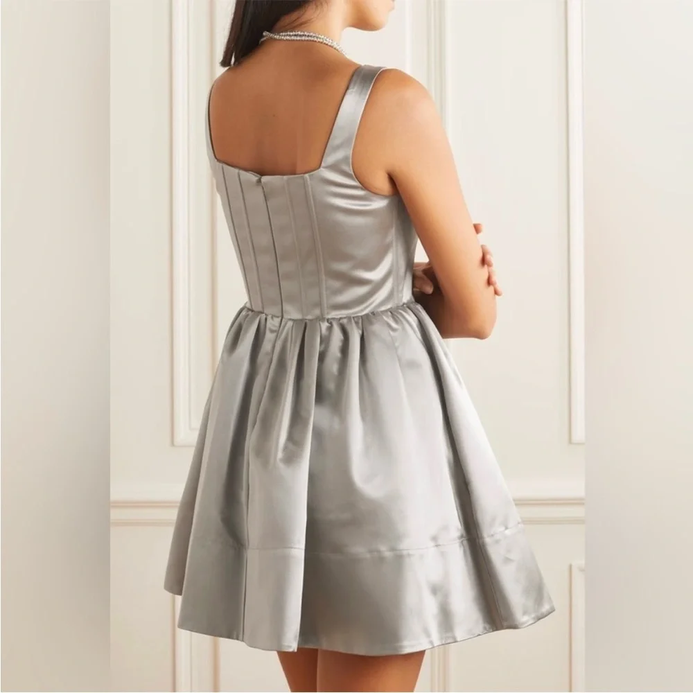 STAUD Landscape Silver Mini Dress in Silver - Picture 4 of 10